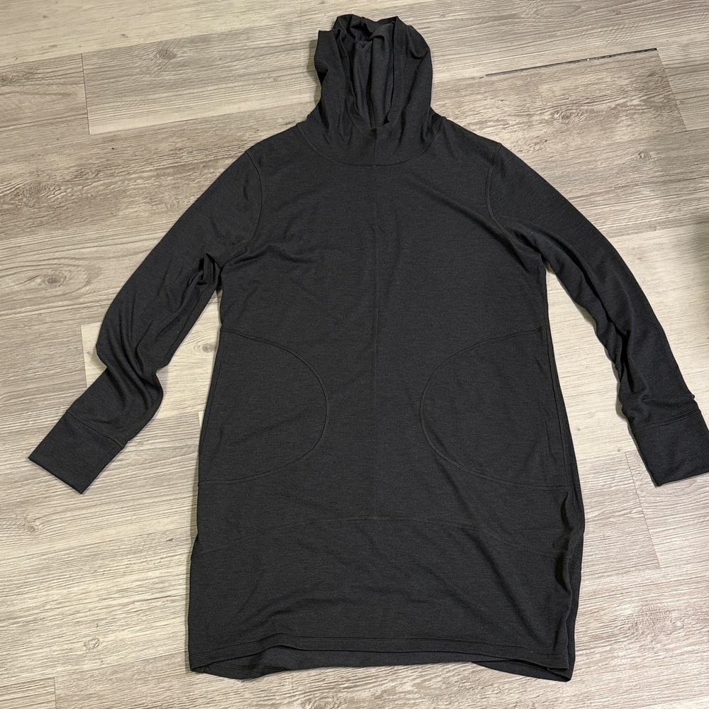 The North Face Grey Hooded Tunic Dress XL Long Sleeve Sweatshirt Pockets Workout - Picture 5 of 6
